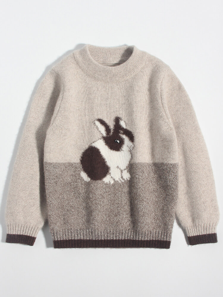 Rabbit Animal Knit Cashmere Pullover Crewneck Sweater
